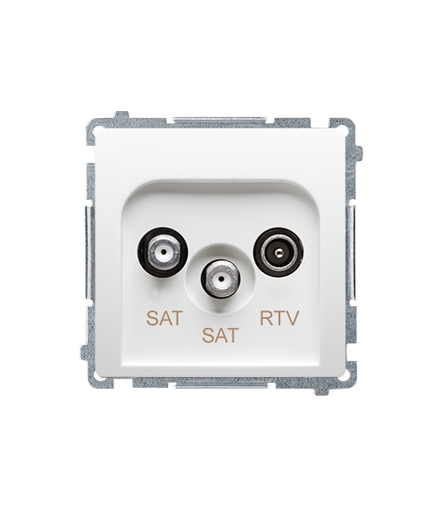 Gniazdo antenowe SAT-SAT-RTV satelitarne podwójne tłum.1dB biały BMZAR+SAT3.1-P2.01/11