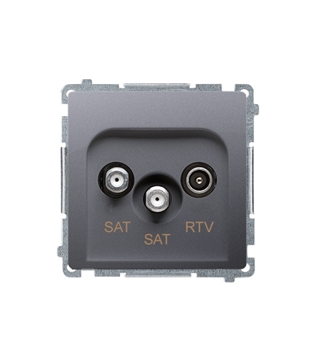 Gniazdo antenowe SAT-SAT-RTV satelitarne podwójne tłum.1dB inox, metalizowany BMZAR+SAT3.1-P2.01/21