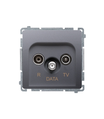 Gniazdo antenowe R-TV-DATA tłum.10dB inox, metalizowany BMAD.01/21