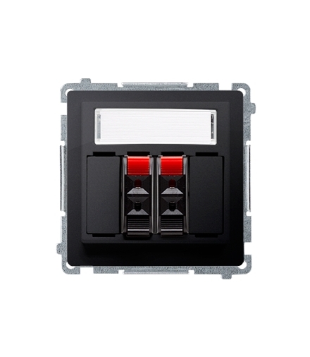 Gniazdo głośnikowe 2-krotne z polem opisowym grafit mat, metalizowany BMGL3.01/28