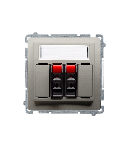 Gniazdo głośnikowe 2-krotne z polem opisowym satynowy, metalizowany BMGL3.01/29