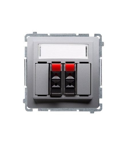 Gniazdo głośnikowe 2-krotne z polem opisowym srebrny mat, metalizowany BMGL3.01/43