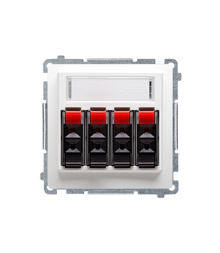 Gniazdo głośnikowe 4-krotne z polem opisowym biały BMGL34.01/11