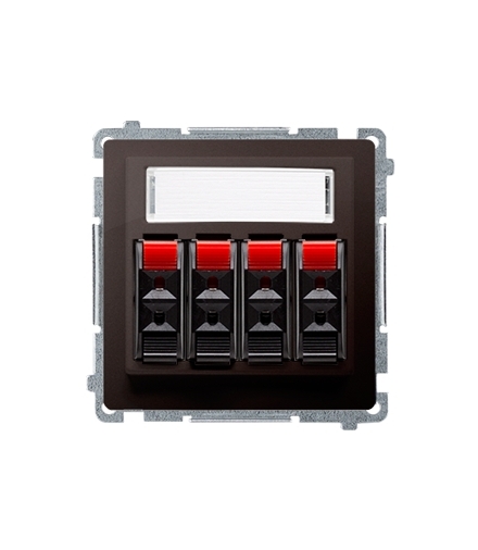 Gniazdo głośnikowe 4-krotne z polem opisowym czekoladowy mat, metalizowany BMGL34.01/47