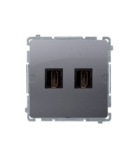 Gniazdo HDMI podwójne inox, metalizowany BMGHDMI2.01/21