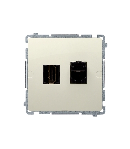 Gniazdo HDMI + komputerowe RJ45 kat.6. beżowy BMGHRJ45.01/12