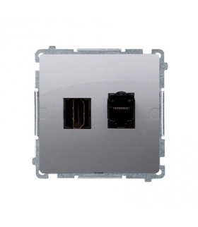 Gniazdo HDMI + komputerowe RJ45 kat.6. inox, metalizowany BMGHRJ45.01/21