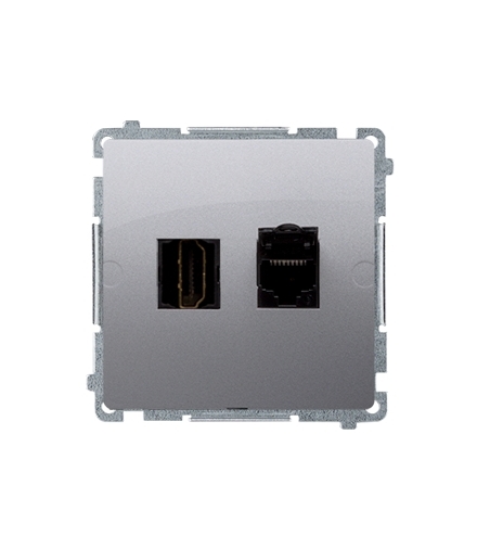 Gniazdo HDMI + komputerowe RJ45 kat.6. inox, metalizowany BMGHRJ45.01/21