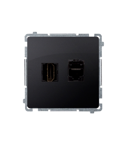 Gniazdo HDMI + komputerowe RJ45 kat.6. grafit mat, metalizowany BMGHRJ45.01/28