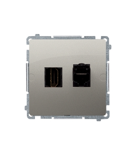 Gniazdo HDMI + komputerowe RJ45 kat.6. satynowy, metalizowany BMGHRJ45.01/29