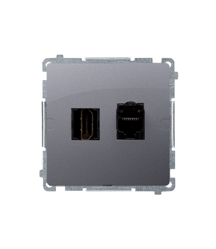 Gniazdo HDMI + komputerowe RJ45 kat.6. srebrny mat, metalizowany BMGHRJ45.01/43
