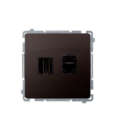 Gniazdo HDMI + komputerowe RJ45 kat.6. czekoladowy mat, metalizowany BMGHRJ45.01/47