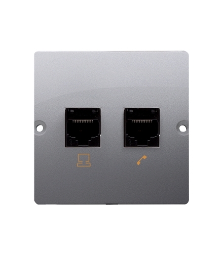 Gniazdo telefoniczne podwójne RJ12 (moduł) inox, metalizowany BMT2.02/21