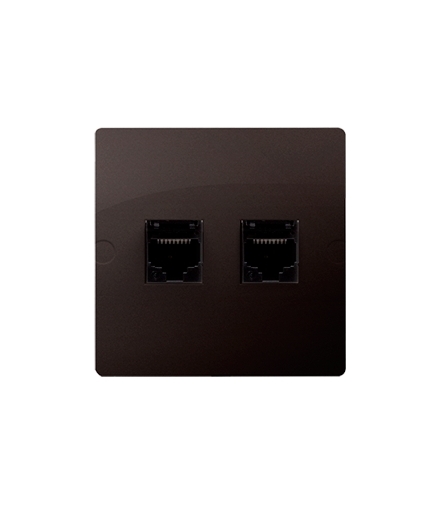 Gniazdo komputerowe podwójne RJ45 kategoria 5e (moduł) czekoladowy mat, metalizowany BMF52.02/47