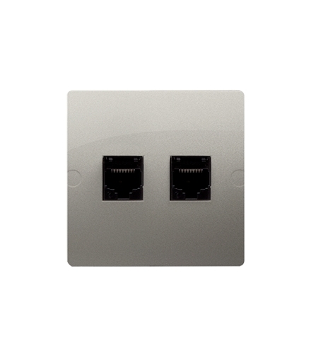 Gniazdo komputerowe RJ45 kategoria 5e + telefoniczne RJ11 (moduł) satynowy, metalizowany BMF5T.02/29