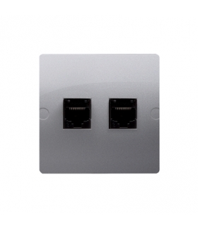 Gniazdo komputerowe RJ45 kategoria 5e + telefoniczne RJ11 (moduł) srebrny mat, metalizowany BMF5T.02/43