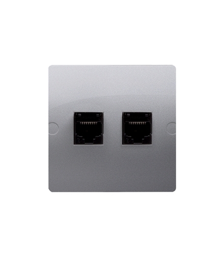 Gniazdo komputerowe RJ45 kategoria 5e + telefoniczne RJ11 (moduł) srebrny mat, metalizowany BMF5T.02/43