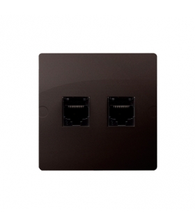 Gniazdo komputerowe RJ45 kategoria 5e + telefoniczne RJ11 (moduł) czekoladowy mat, metalizowany BMF5T.02/47