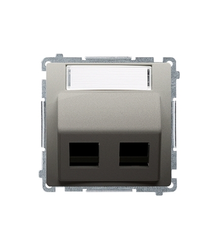 Pokrywa gniazd teleinformatycznych na PANDUIT, skośna podwójna z polem opisowym satynowy, metalizowany BMGPS2P.02/29