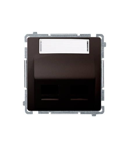 Pokrywa gniazd teleinformatycznych na PANDUIT, skośna podwójna z polem opisowym czekoladowy mat, metalizowany BMGPS2P.02/47