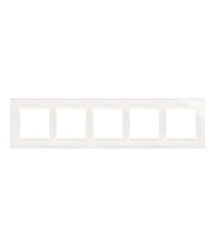 Ramka 5- krotna szklana biała perła DRN5/70