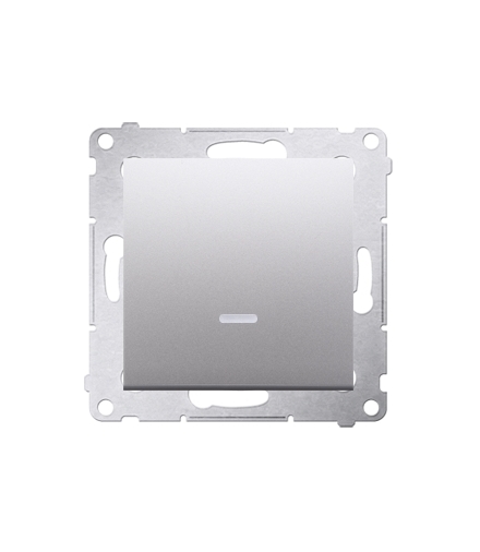 Przycisk pojedynczy zwierny bez piktogramu z podświetleniem LED (moduł) 10AX 250V, szybkozłącza, srebrny mat, metalizowany DP1L.