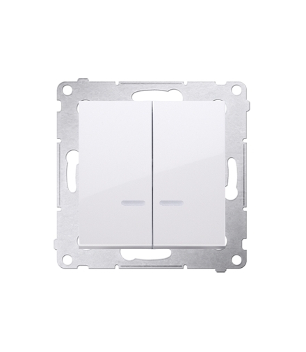 Łącznik świecznikowy z podświetleniem LED do wersji IP44 (moduł) 10AX 250V, szybkozłącza, biały DW5BL.01/11