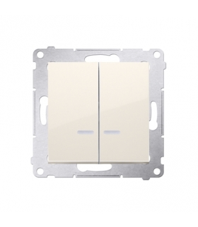 Łącznik świecznikowy z podświetleniem LED do wersji IP44 (moduł) 10AX 250V, szybkozłącza, kremowy DW5BL.01/41