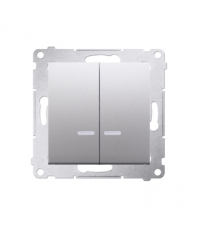 Łącznik świecznikowy z podświetleniem LED do wersji IP44 (moduł) 10AX 250V, szybkozłącza, srebrny mat, metalizowany DW5BL.01/43