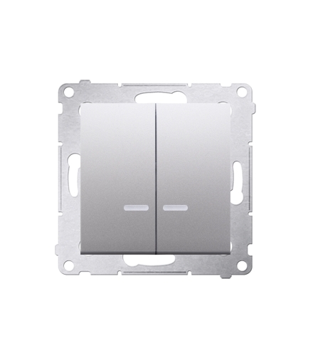 Łącznik świecznikowy z podświetleniem LED do wersji IP44 (moduł) 10AX 250V, szybkozłącza, srebrny mat, metalizowany DW5BL.01/43