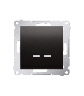 Łącznik świecznikowy z podświetleniem LED do wersji IP44 (moduł) 10AX 250V, szybkozłącza, antracyt, metalizowany DW5BL.01/48