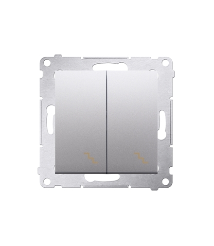 Łącznik schodowy podwójny z podświetleniem LED (moduł) 10AX 250V, zaciski śrubowe, srebrny mat, metalizowany DW6/2L.01/43