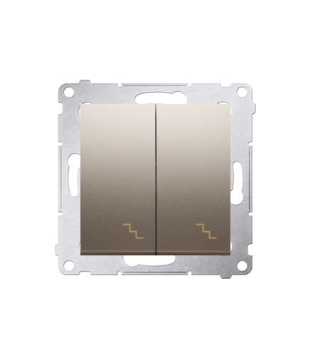 Łącznik schodowy podwójny z podświetleniem LED (moduł) 10AX 250V, zaciski śrubowe, złoty mat, metalizowany DW6/2L.01/44