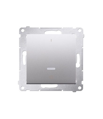Łącznik dwubiegunowy z podświetleniem LED (moduł) 10AX 250V, szybkozłącza, srebrny mat, metalizowany DW2L.01/43