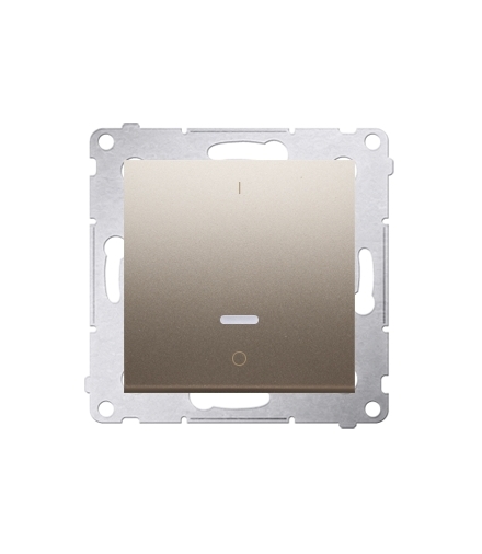 Łącznik dwubiegunowy z podświetleniem LED (moduł) 10AX 250V, szybkozłącza, złoty mat, metalizowany DW2L.01/44