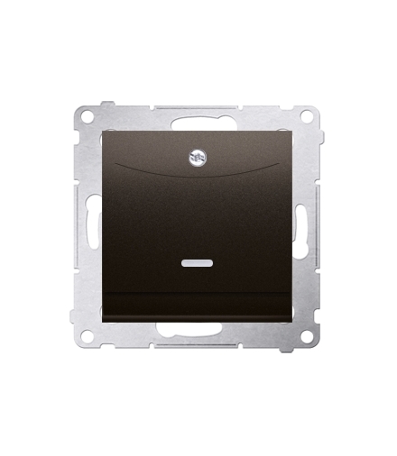 Łącznik hotelowy podwójny z podświetleniem (moduł) 10A (2A) 230V, wtyk do zagniatania (zacisk kleszczowy), brąz mat, metalizowan