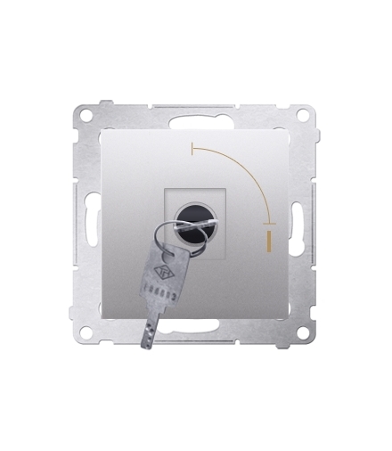 Łącznik na kluczyk chwilowy (przycisk) 2 pozycyjny „0-I” (moduł) 5A 250V, do lutowania, srebrny mat, metalizowany DP1K.01/43