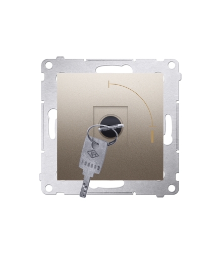 Łącznik na kluczyk chwilowy (przycisk) 2 pozycyjny „0-I” (moduł) 5A 250V, do lutowania, złoty mat, metalizowany DP1K.01/44