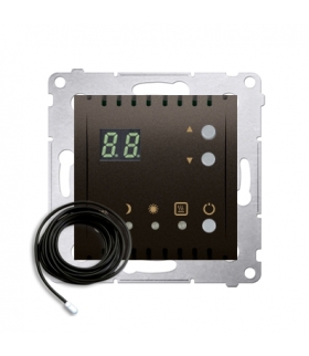 Regulator temperatury z wyświetlaczem z czujnikiem zewnętrzym (sonda) brąz mat, metalizowany DTRNSZ.01/46