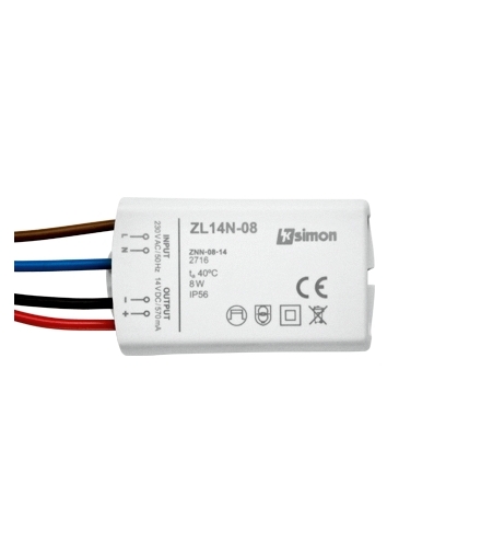 Zasilacz LED natynkowy 14V, DC, 8W. ZL14N-08