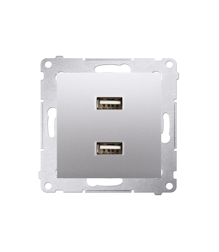 Ładowarka USB podwójna srebrny mat, metalizowany DC2USB.01/43