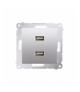 Ładowarka USB podwójna srebrny mat, metalizowany DC2USB.01/43