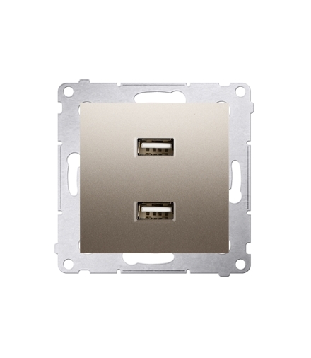 Ładowarka USB podwójna złoty mat, metalizowany DC2USB.01/44