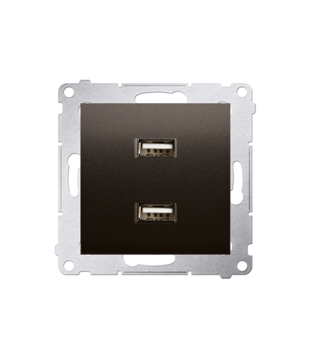 Ładowarka USB podwójna brąz mat, metalizowany DC2USB.01/46