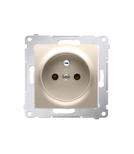 Gniazdo pojedyncze z uziemieniem z przesłonami do ramek Nature do ramek Premium (moduł) 16A 250V, szybkozłącza, złoty mat, metal