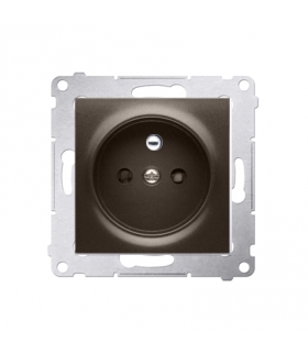 Gniazdo pojedyncze z uziemieniem z przesłonami do ramek Nature do ramek Premium (moduł) 16A 250V, szybkozłącza, brąz mat, metali