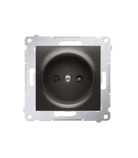 Gniazdo podjedyncze bez uziemienia z przesłonami do ramek Nature do ramek Premium (moduł) 16A 250V, zaciski śrubowe, antracyt, m