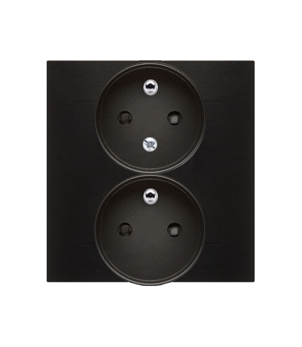 Gniazdo podwójne z uziemieniem z funkcją niezmienności faz z przesłonami 16A 250V,zaciski śrubowe,antracyt. WYMAGANA PUSZKA fi68