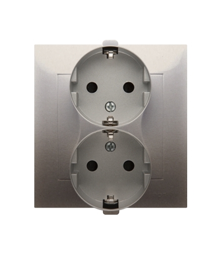 Gniazdo wtyczkowe podwójne Schuko z przesłonami (kompletny produkt), zaciski śrubowe Złoty DGSZ2Z/44