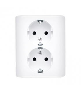 Gniazdo podwójne Schuko z przesłonami, wersja skandynawska (kompletny produkt) 16A 250V, szybkozłącza, biały EGSZ2SPZ/11
